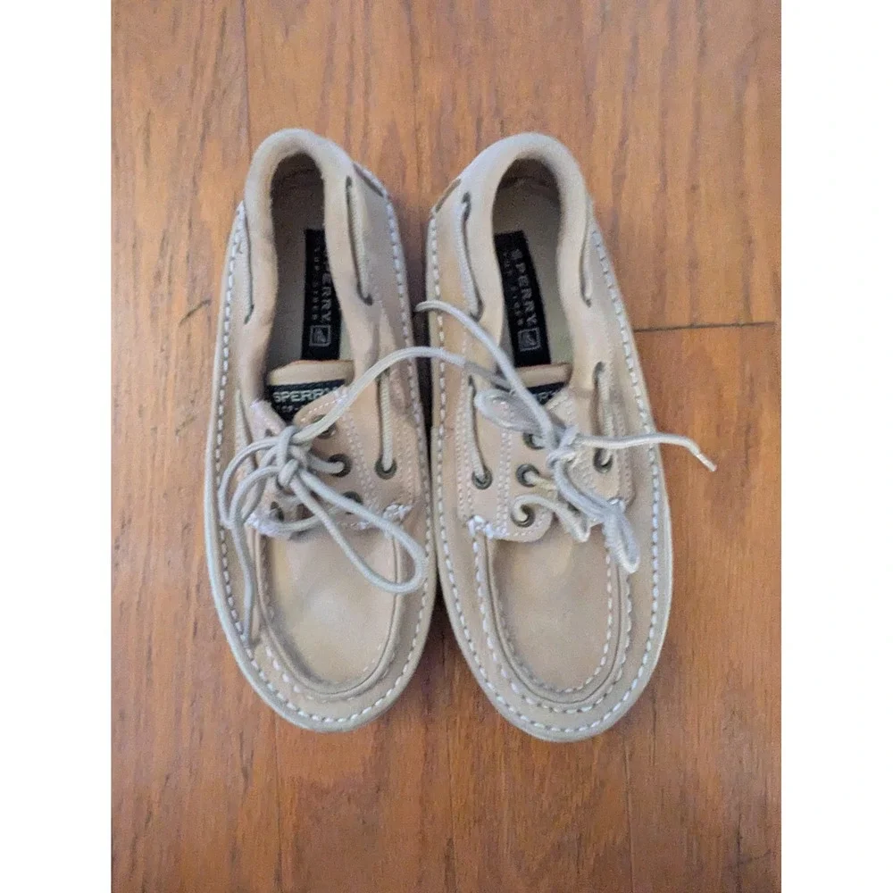 Sperry Top Sider Largo‎ 3 Eye Boat Shoes Tan Leather Kids Size US 2 M